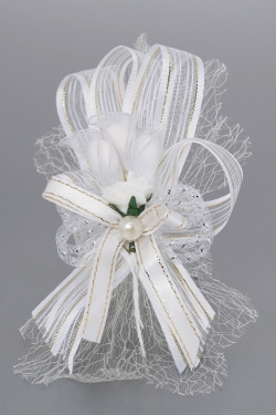 Nikahseker Weiße Rose mit Schleife und Perle