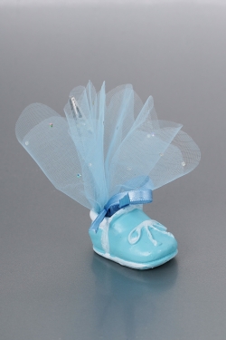Nikahseker Babyschuh Blau mit Schleife Junge Geburt