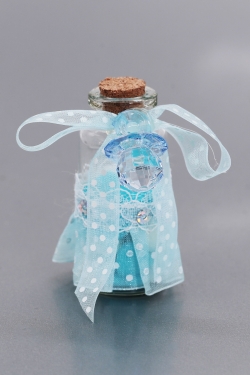 Nikahseker Glasflasche mit Blauem Schleife und Schnuller Junge Geburt