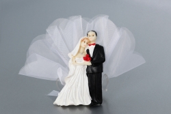 Nikahseker Braut und Bräutigam Figur mit weißem Tüll