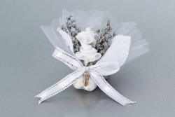 Nikahseker Weiße Rosen und Schleife mit silber Details 