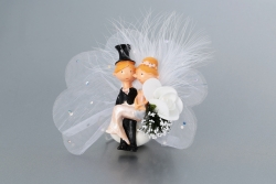 Nikahseker Brautpaar Figut mit Blume und Feder 