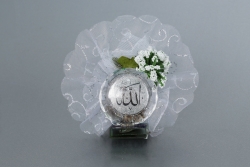 Nikahseker Glas Figur Bedruckt arabisch mit tüll