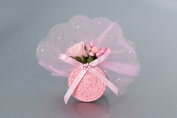 Nikahseker Porzellan in rosa mit Blume und Schleife