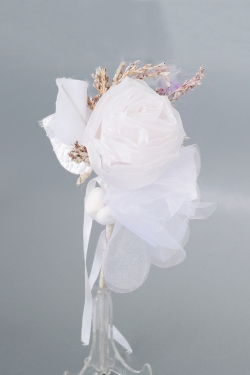 Nikahseker Blume aus Tüll mit Schleife in weiß 