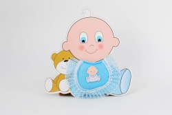 Türschmuck Baby & Teddy in blau Junge Geburt